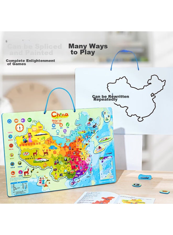 Toi Magnetic Chinese Map Puzzle, Children's Geographic Learning, Magnetic Erasable Whiteboard, 3-6 Years Old, Point-reading Audio Map - Image 5