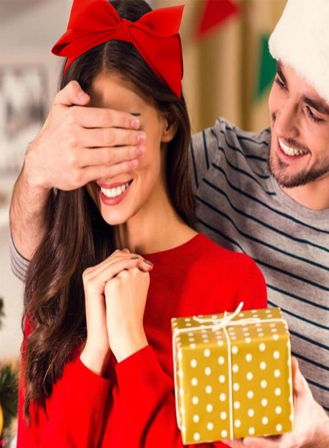 شاناكو طوق شعر شانكو لعيد الميلاد للنساء، قطعتان، أحمر وأخضر، طوق شعر كبير معقود، إكسسوارات شعر أنيقة لعيد الميلاد، مانع للانزلاق، مناسب للفتيات، زينة حفلات أنيقة، هدايا - Image 2