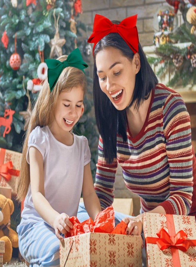 شاناكو طوق شعر شانكو لعيد الميلاد للنساء، قطعتان، أحمر وأخضر، طوق شعر كبير معقود، إكسسوارات شعر أنيقة لعيد الميلاد، مانع للانزلاق، مناسب للفتيات، زينة حفلات أنيقة، هدايا - Image 3