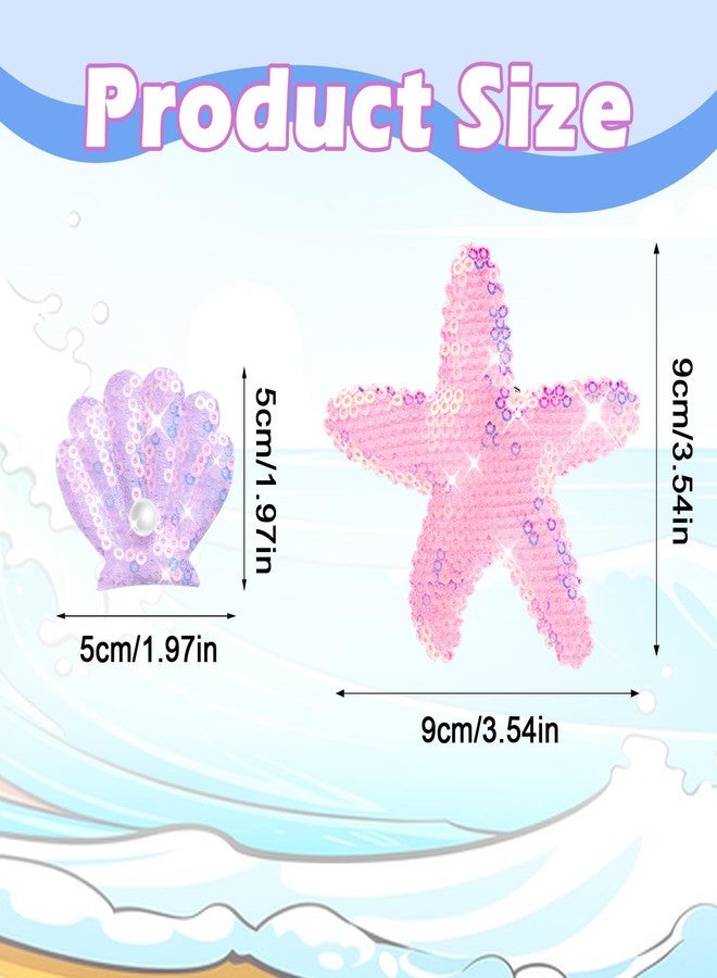 AOZUO 6Pcs Glitter Shell Starfish Hair Clip, Starfish Hair Accessories Sequin Hair Claw Barrettes Headpieces Multicolor Sea Star Alligator Clips for Women Girls - Image 4