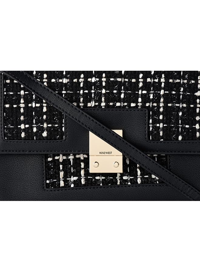 ناين ويست حقيبة كروس بودي قابلة للتحويل من خشب القيقب باللون الأسود العاجي - Image 4