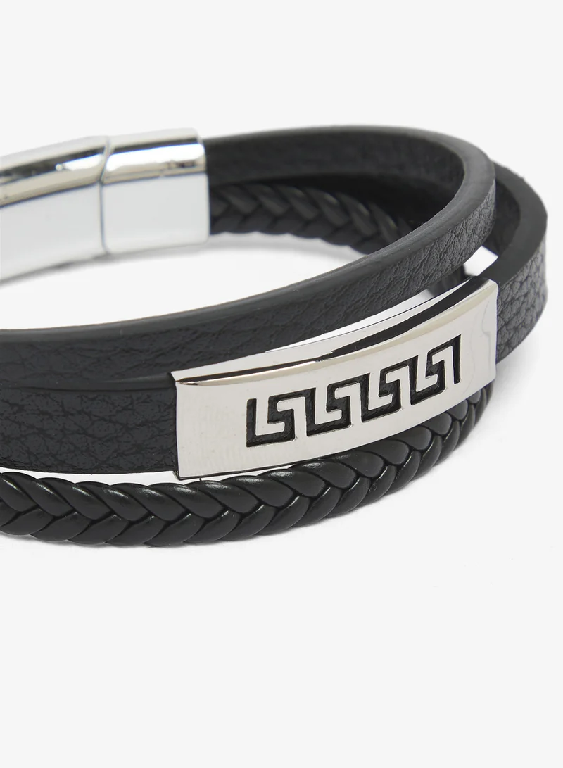 Seventy Five  Multi-Layer Braided Leather Bracelet for Men | Best Price UAE