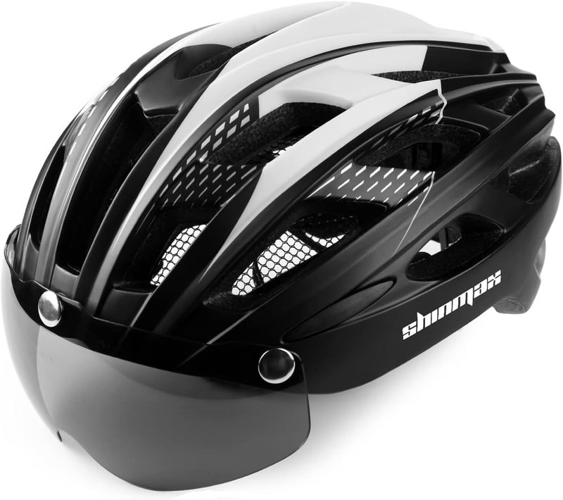 Shinmax All budget friendly options Shinmax Bicycle Helmet with LED Lighting, Bicycle Helmet with Safety Light, Magnetic Bicycle Helmet and Removable Screen Roller Visor Ski Snowboard Helmet for Men Women NR-096 Precision polished solid material - Image 1