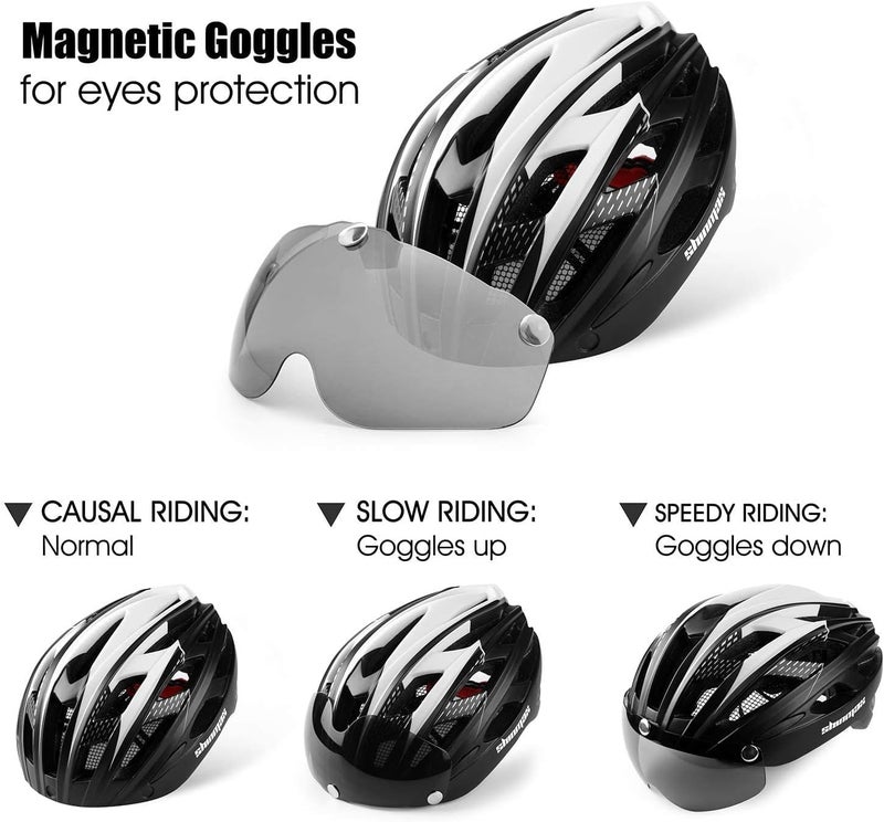 Shinmax All budget friendly options Shinmax Bicycle Helmet with LED Lighting, Bicycle Helmet with Safety Light, Magnetic Bicycle Helmet and Removable Screen Roller Visor Ski Snowboard Helmet for Men Women NR-096 Precision polished solid material - Image 2