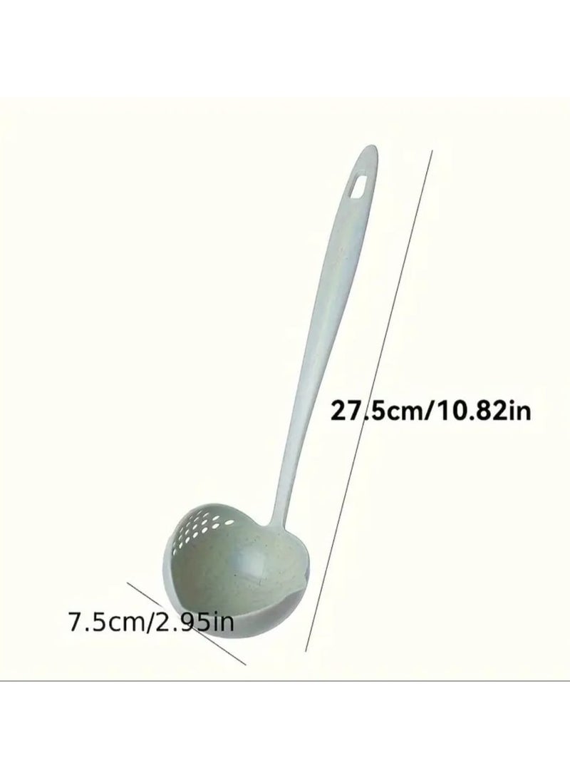 إل ديس ملعقة شوربة ومصفاة 2 في 1 بقطعة واحدة بمقبض طويل – مصنوعة من بلاستيك قش القمح الآمن للطعام، تصميم مريح للقدر الساخن، الشوربات والتقديم - Image 3