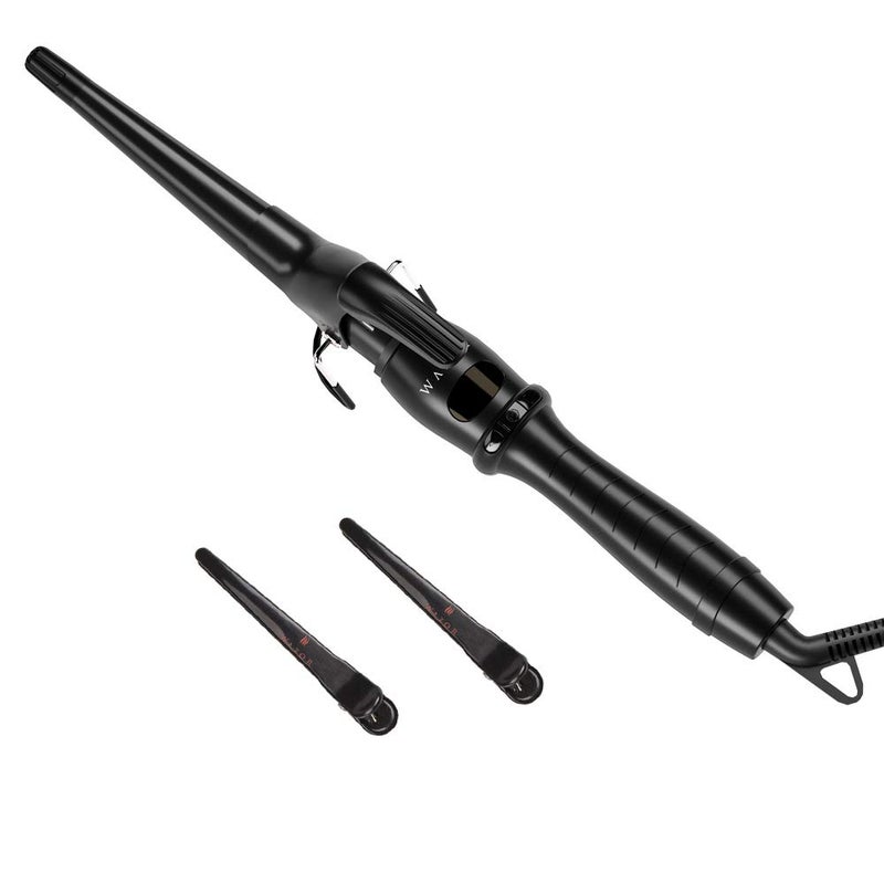 Wazor Professional Curling Iron Tapered Curling Wand 1-1/2" Ceramic Hair Curler, Fast Heat-up Multiple Temp Settings Curling Wand with LED Display Auto Shut Off and 2 Hair Clips - Image 1