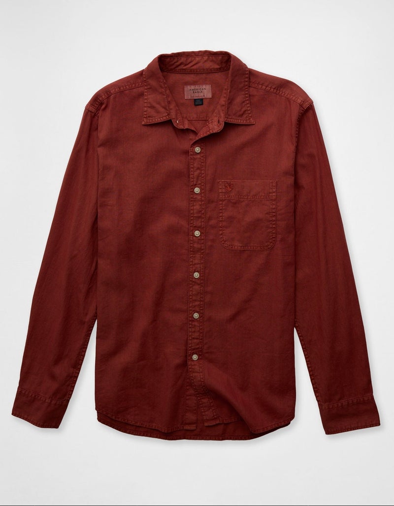 American Eagle AE Everyday Button-Up Linen Shirt - Image 3