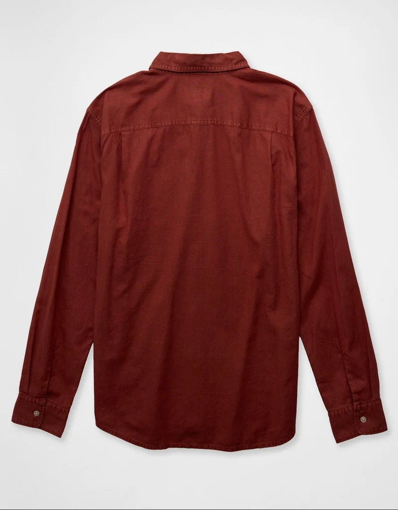 American Eagle  AE Everyday Button-Up Linen Shirt for Men | Best Price UAE