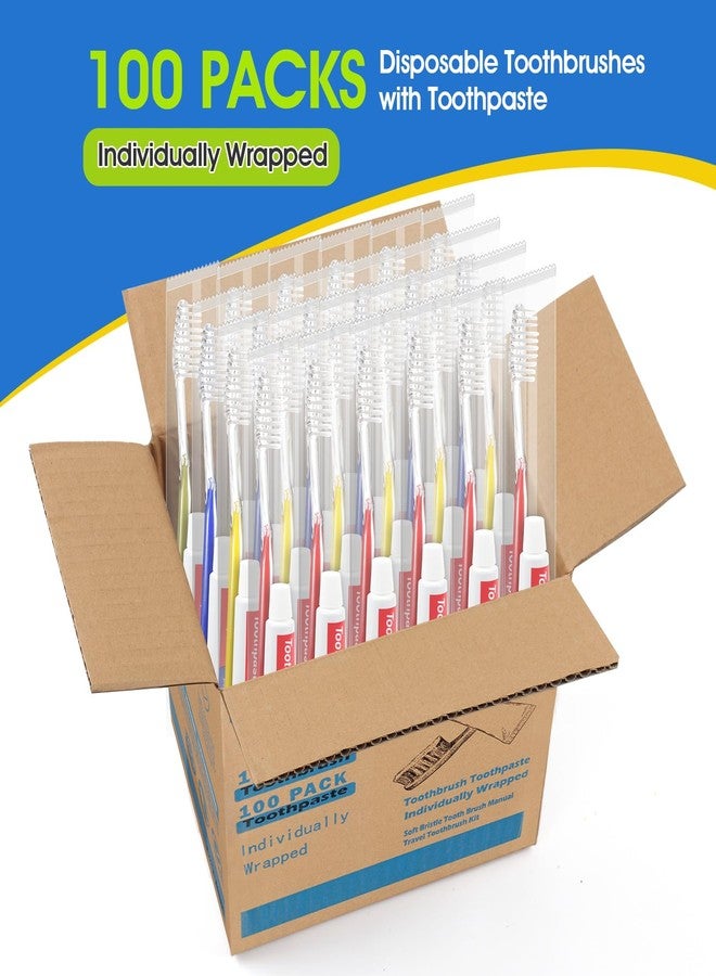 Homvle 100 Packs Disposable Toothbrushes with Toothpaste, Individually Wrapped Travel Toothbrush and Toothpaste Buld for Travel Size Toiletries, OCC, Airbnb, Dentist, Office/4 Colorful - Image 2