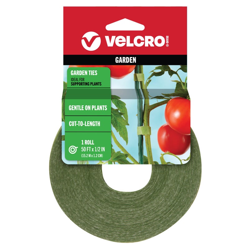 VELCRO Brand رباط حديقة VELCRO Brand VEL-30071-USA ONE-WRAP | دعم النباتات للنمو الفعال | قبضة قوية قابلة لإعادة الاستخدام وقابلة للتعديل | مقصوصة للطول، 50 قدم × 1/2 بوصة، بلاستيك معاد تدويره باللون الأخضر - Image 1