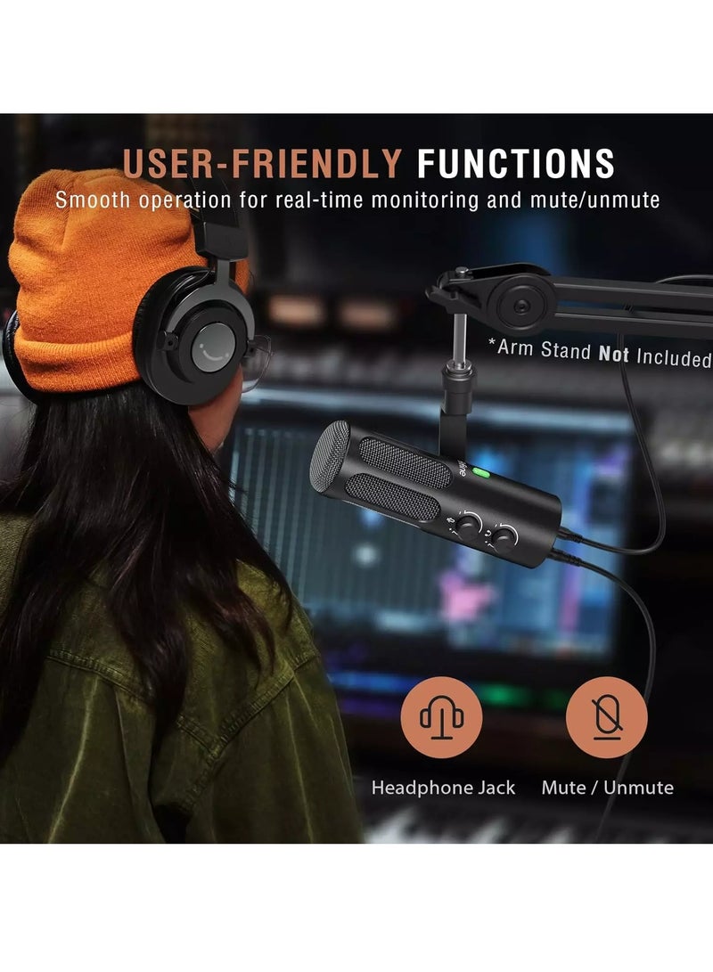 FIFINE Tank3 Dynamic Podcast Microphone XLR/USB Metal Mic with Mic Mute, Headphone Jack, Monitoring Volume Control - Image 5