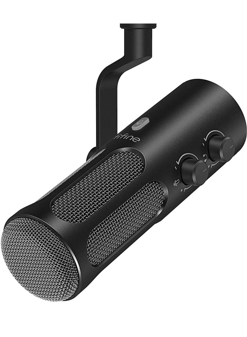 FIFINE Tank3 Dynamic Podcast Microphone XLR/USB Metal Mic with Mic Mute, Headphone Jack, Monitoring Volume Control - Image 1
