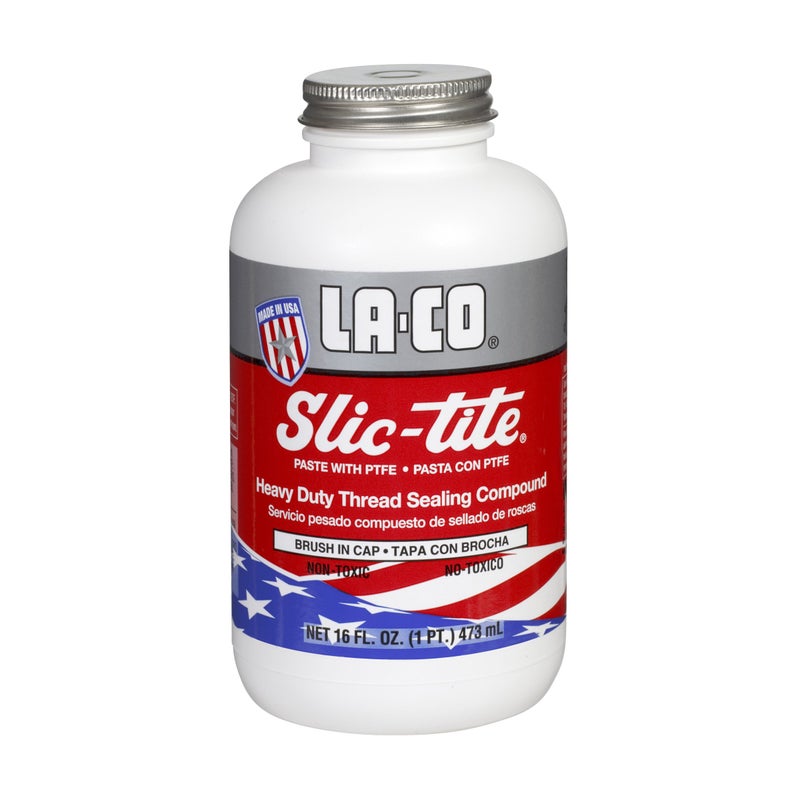 La-Co معجون ختم الخيوط الفاخر LA-CO 42029 Slic-Tite مع PTFE، من -50 إلى 500 درجة فهرنهايت، 1 باينت في وعاء Brush-N-Cap - Image 1