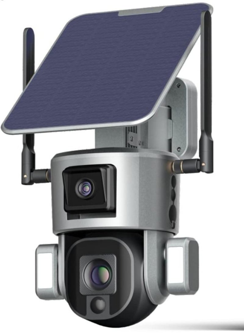 114 كاميرا بالطاقة الشمسية 4G بدقة 4K 8MP كاميرا مزدوجة بمحرك وتقنية كشف الحركة  ورؤية ليلية ببطارية 20000mA - Image 1