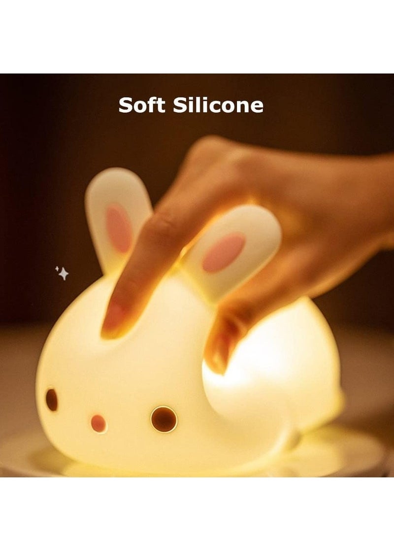 ELTRAZONE Cute Kids Night Light - Bunny LED Night Lamp for Kids Bedroom, Toddler & Baby, Portable Silicone Nightlight with Rechargeable Battery, Soft Glow Nursery Light for Boys & Girls - Image 1
