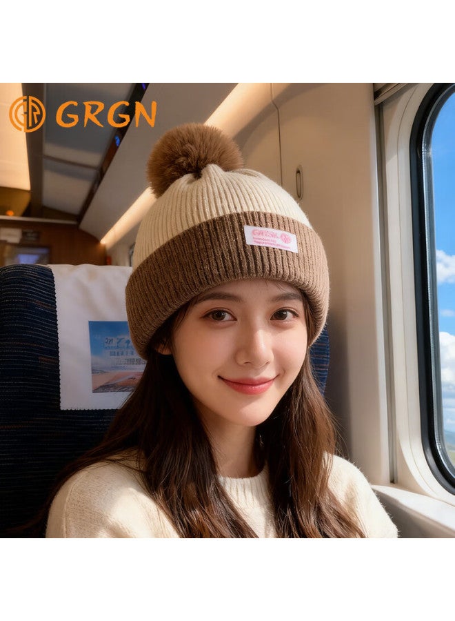 Grgn Women's Winter Fleece-lined Warm Knit Beanie Thick Headwrap Ear Protection Cap Maternity Hat - Image 4