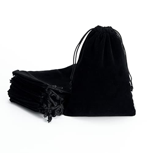 Tendwarm 20 Pcs 5.9x7.8 Inches Black Velvet Bags With Drawstring Candy Jewelry Pouch Bags Christmas Wedding Favors - Image 5