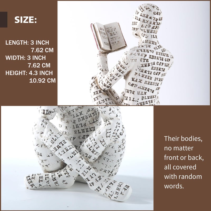 GRAPMKTG Home Decor Pulp Reading Women Thinker Statue Aesthetic Sculpture Room Decor Modern Abstract Decoration on Shelf Table Desk for Living Room Office Bedroom A - Image 3