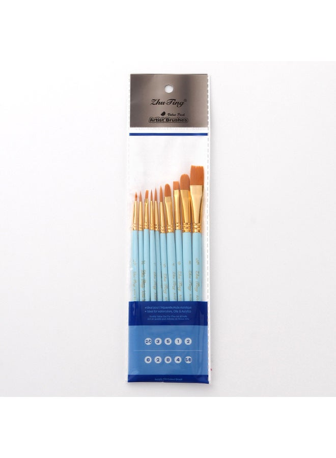 ZhuTing Pearlescent Blue Rod Watercolor Pen Set Nylon Hair Brush Oil Brush Set - Image 1