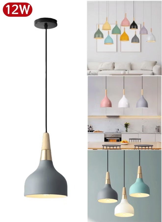 Poxvalzor Pendant Light,  Hanging Ceiling Light  12W Pendant Lamp Ceiling Swag Light Chandelier Light with 3 Colors Light for Kitchen/Dining Room/Hallway/Bedroom - Image 1