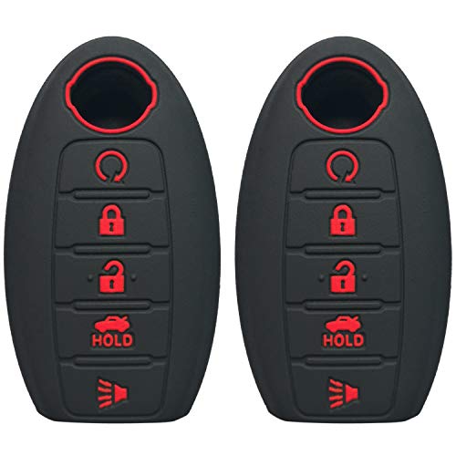 Coolbestda 2Pcs Black Silicone Key Fob Remote Cover Case Protector for 2017 2018 2019 2020 2021 Nissan Rogue Murano Altima Sedan Pathfinder Maxima KR5S180144014 - Image 1