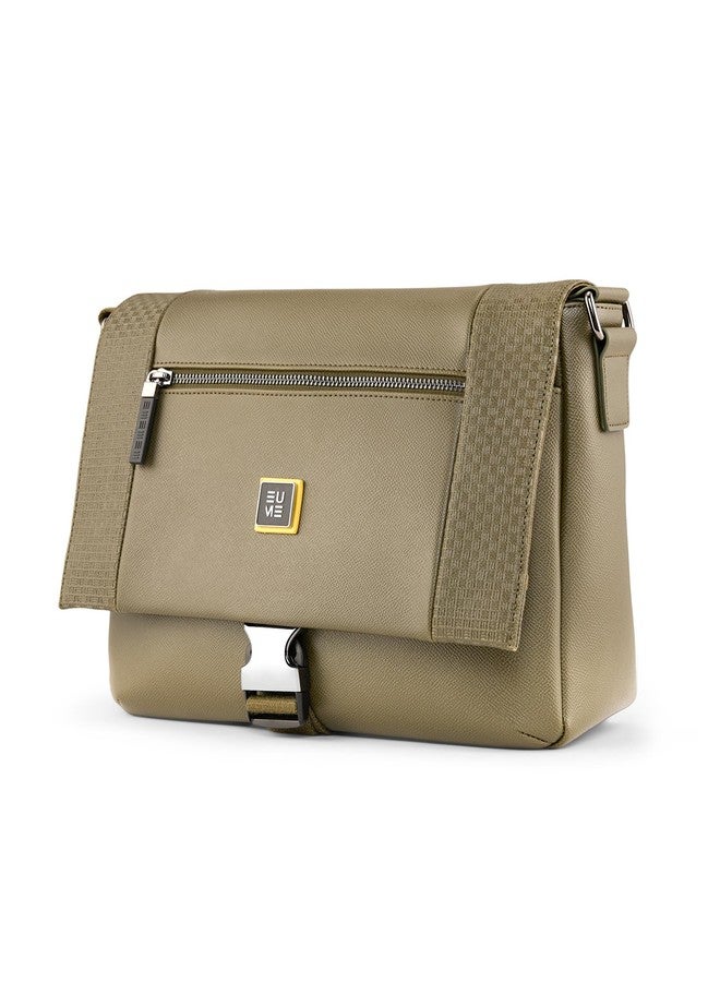 EUME Tarmac Tablet Sling Bag for Men & Women | Vegan Leather Crossbody Travel Bag | Magnetic Easy Access Pockets | Lightweight 10L Daily Use Bag | Olive Green - Image 1