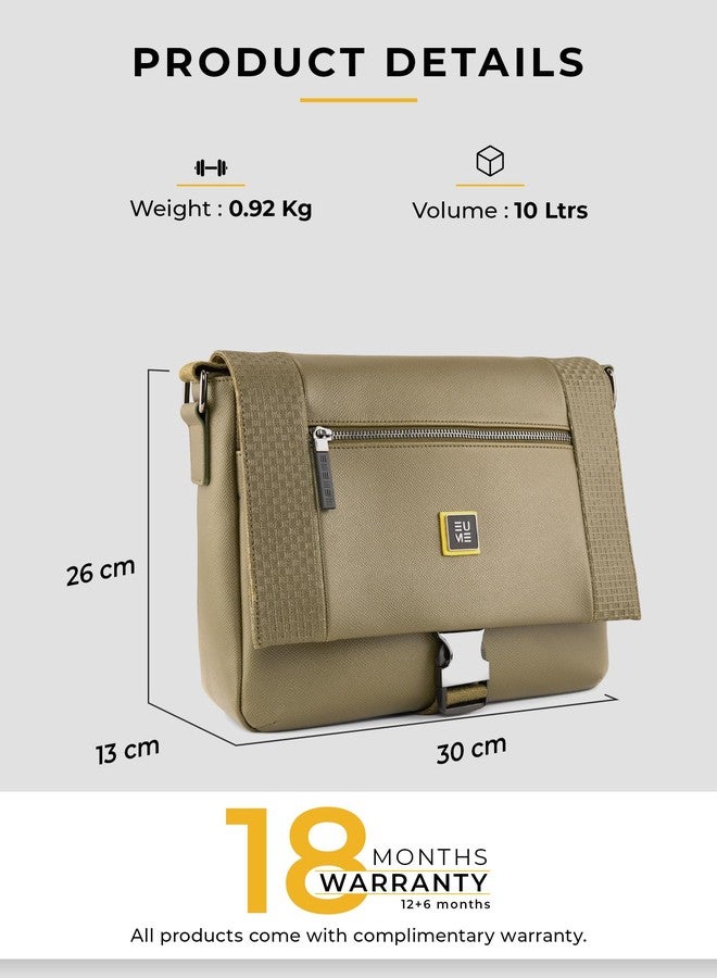 EUME Tarmac Tablet Sling Bag for Men & Women | Vegan Leather Crossbody Travel Bag | Magnetic Easy Access Pockets | Lightweight 10L Daily Use Bag | Olive Green - Image 2