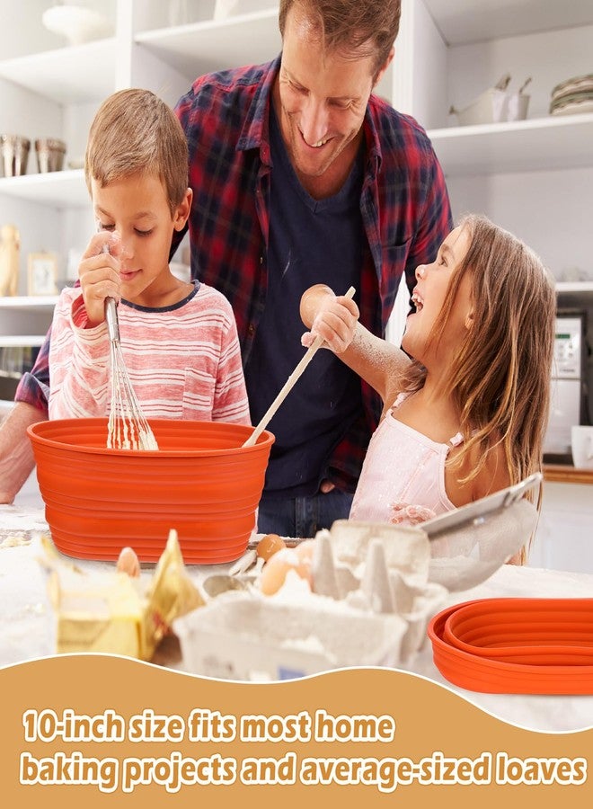 نوجو مجموعة نوجو المكونة من 4 سلال تخمير عجين بيضاوية الشكل مصنوعة من السيليكون مقاس 10 بوصات قابلة للطي، لوازم خبز العجين المخمر، وعاء تخمير العجين مع 4 قطع من مكاشط العجين و4 قطع من أغطية السلال (برتقالي) - Image 4