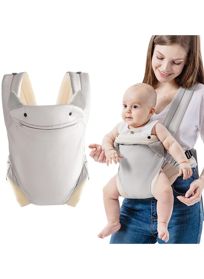 عام حامل لفافة الأطفال، حمالة أطفال حديثي الولادة إلى الأطفال الصغار، حامل قابل للتعديل قابل للتحويل من الأمام والخلف لحمل الرضع والأطفال الصغار (رمادي) - Image 1