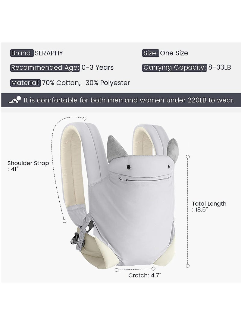 عام حامل لفافة الأطفال، حمالة أطفال حديثي الولادة إلى الأطفال الصغار، حامل قابل للتعديل قابل للتحويل من الأمام والخلف لحمل الرضع والأطفال الصغار (رمادي) - Image 2