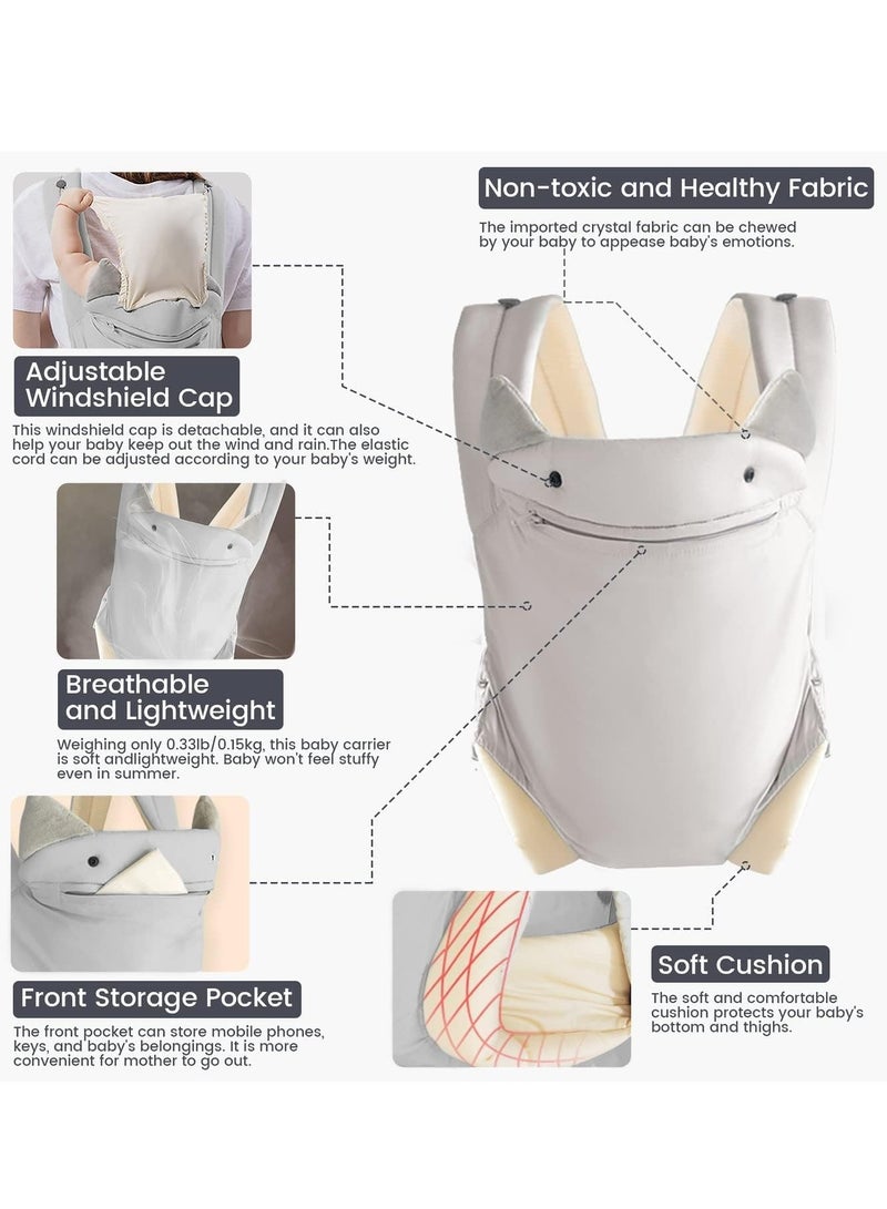 عام حامل لفافة الأطفال، حمالة أطفال حديثي الولادة إلى الأطفال الصغار، حامل قابل للتعديل قابل للتحويل من الأمام والخلف لحمل الرضع والأطفال الصغار (رمادي) - Image 4