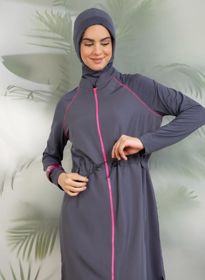 مايو بيلا من مودانيسا مايوه بيلا من مودانيسا بوركيني رمادي بأكمام طويلة مع طقم ليجنز - Image 2