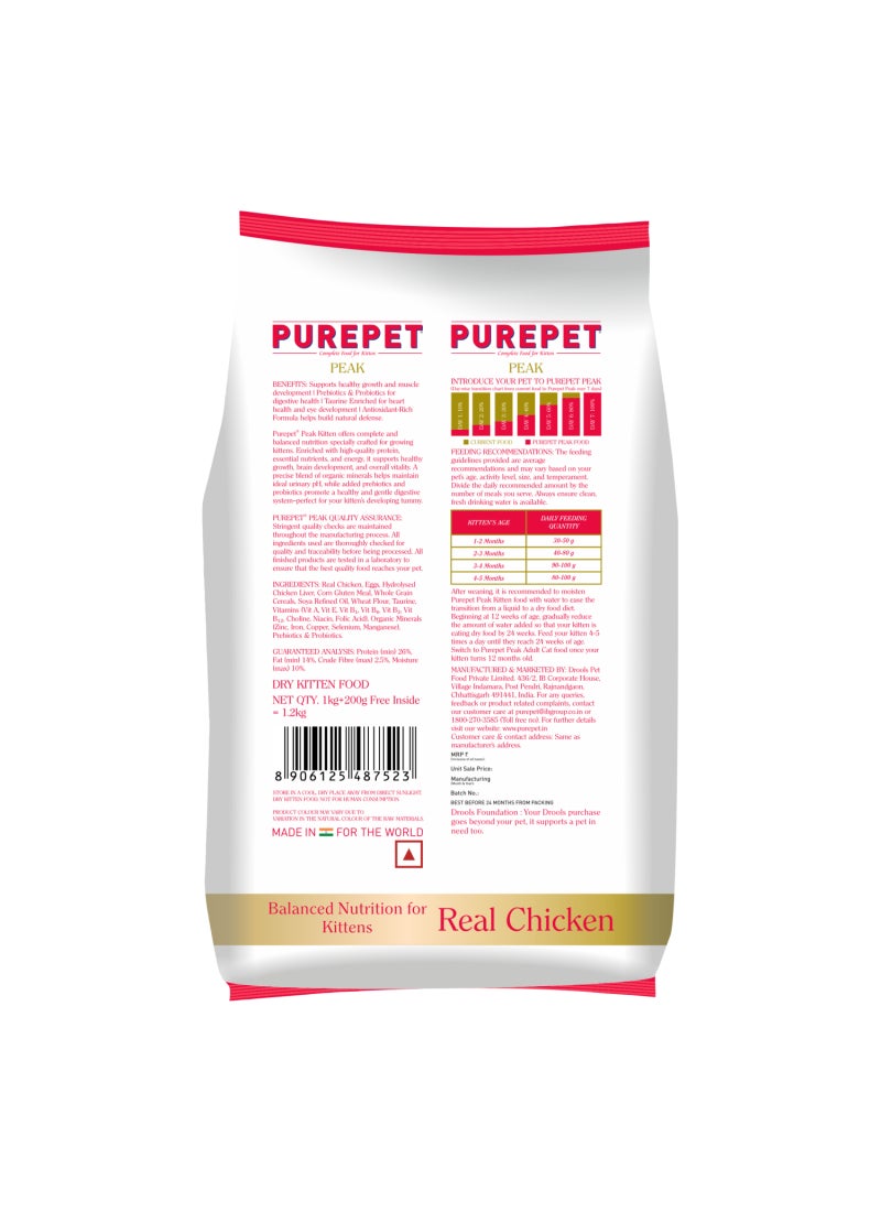 PUREPET Peak Kitten Dry Cat Food Real Chicken - Image 2
