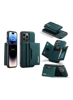 KASTWAVE Leather Wallet Phone Cases for iPhone 15 Pro Max, 6.7'' 2 in 1 Leather Phone Case Back Cover Magnetic Detachable with Trifold Wallet Card Holder Pocket Detachable Back Cover (Green)  - Image 1