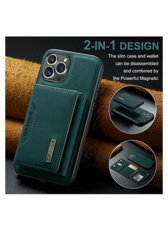 KASTWAVE Leather Wallet Phone Cases for iPhone 15 Pro Max, 6.7'' 2 in 1 Leather Phone Case Back Cover Magnetic Detachable with Trifold Wallet Card Holder Pocket Detachable Back Cover (Green)  - Image 2