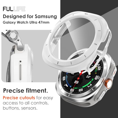 FULLIFE Compatible with Samsung Galaxy Watch Ultra Case 47mm Accessories for Men Women, Durable Case with Tempered Glass HD Full Protective Cover for Galaxy Watch 7 Ultra Screen Protector (2024) - Image 4