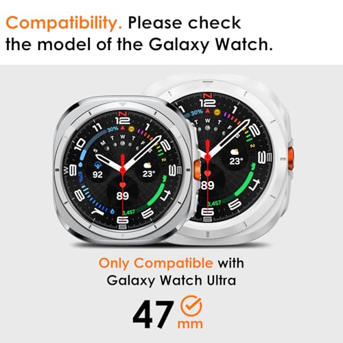 FULLIFE Compatible with Samsung Galaxy Watch Ultra Case 47mm Accessories for Men Women, Durable Case with Tempered Glass HD Full Protective Cover for Galaxy Watch 7 Ultra Screen Protector (2024) - Image 3