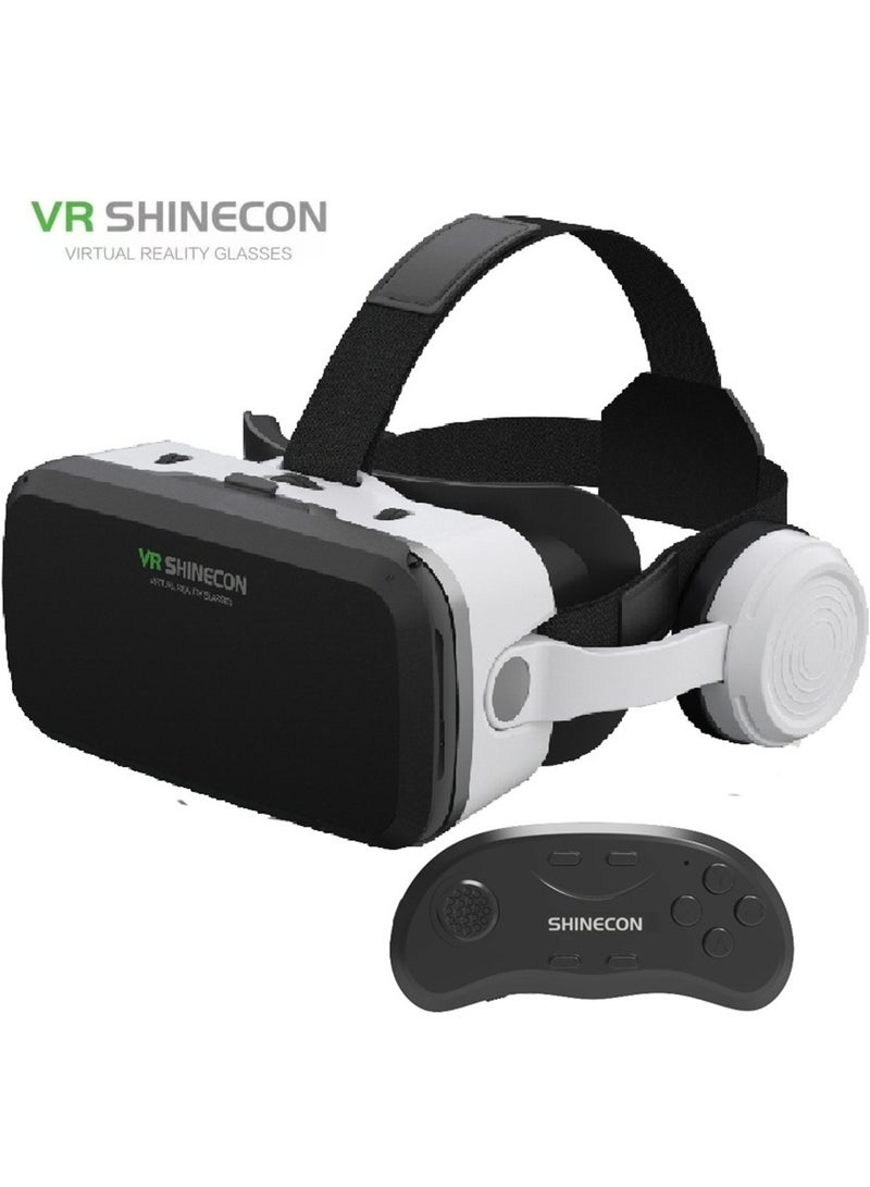 general Classic VR Goggles VR SHINECON 3D Virtual Reality Glasses+Controller Bluetooth Headset Version VR Glasses for TV, Movies & Video Games Compatible with iOS & Android Smartphone Within 5.5-7.2 inch Screen Phone Eye Protected Soft & Comfortable Adjustable Distance IMAX Giant Screen/Optical Lenses/Panoramic Roaming/ Immersive Games - Image 1