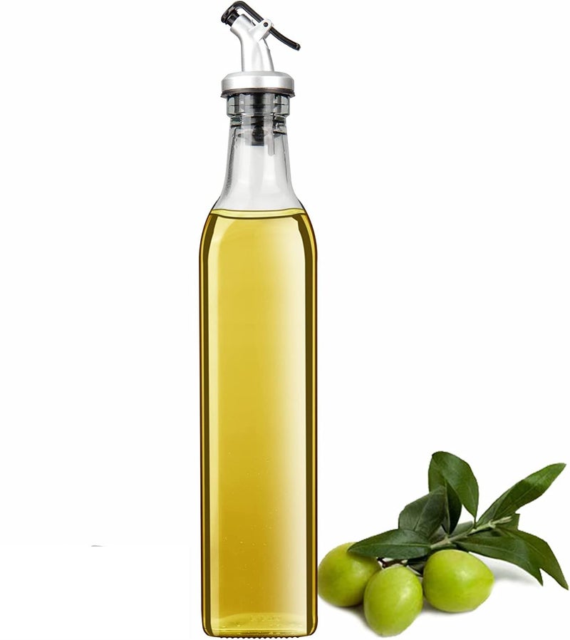 Kettlekane 500ML LeakProof Clear Glass Oil Dispenser Bottle Oil Vinegar Cruet Dispenser Bottle Pack of 1