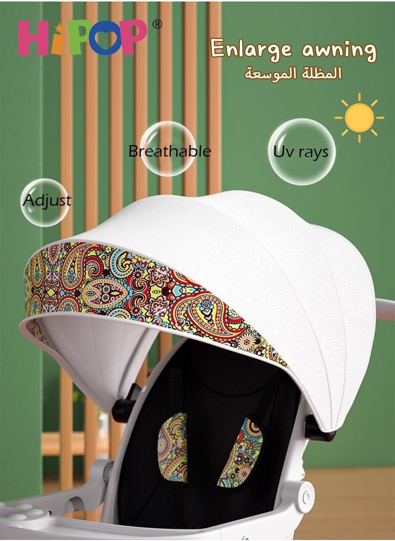 HIPOP 2 In 1 Stroller for Infant and Kids,with Food Tray and Two Ways Rotating Seat,High Carbon Steel Sturdy Design,One Step Folding Baby Stroller  - Image 4