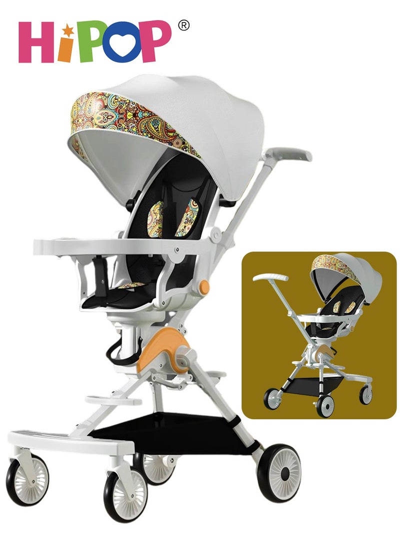HIPOP 2 In 1 Stroller for Infant and Kids,with Food Tray and Two Ways Rotating Seat,High Carbon Steel Sturdy Design,One Step Folding Baby Stroller  - Image 1