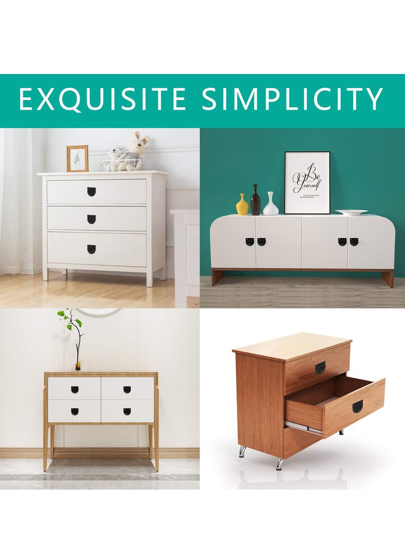 SOLARAE 6PCS Black Aluminum Alloy Flush Ring Pulls, Hidden Recessed Drawer Handles for Cabinet, Drawer, Cupboard, Dresser - Modern Style, 1-3/8 Inch Diameter, 36mm Length - Image 5