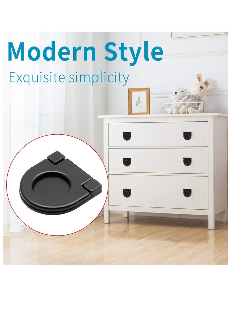 SOLARAE 6PCS Black Aluminum Alloy Flush Ring Pulls, Hidden Recessed Drawer Handles for Cabinet, Drawer, Cupboard, Dresser - Modern Style, 1-3/8 Inch Diameter, 36mm Length - Image 2