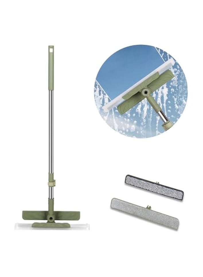 erorex Window Squeegee Cleaner 4 In 1 Retractable Cleaning Tool with 2 Brushes Attachment 180 Degree Flexible Window Squeegee Tool Floor Cleaning Tool Multipurpose Cleaning Tool for Window, Floor - Image 1