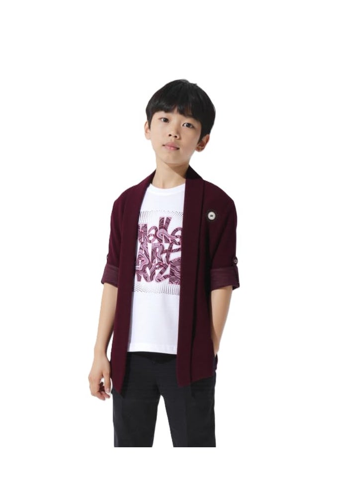 CHARCHIT Boys Cotton Solid Full Sleeve Shrug with T-Shirt - Purple - Image 1