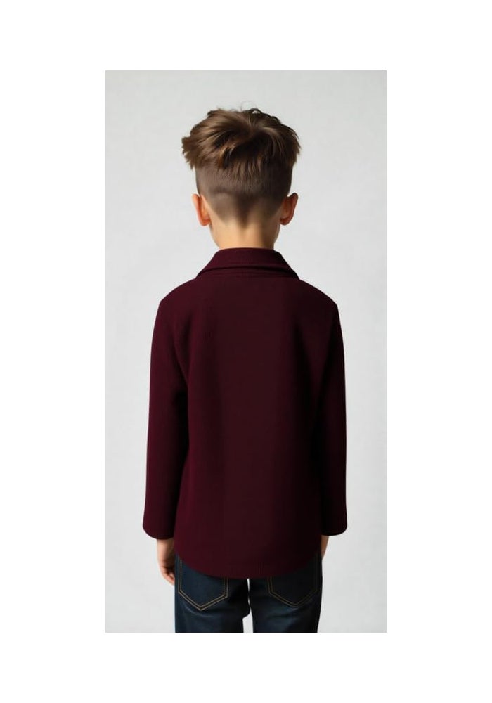 CHARCHIT Boys Cotton Solid Full Sleeve Shrug with T-Shirt - Purple - Image 2