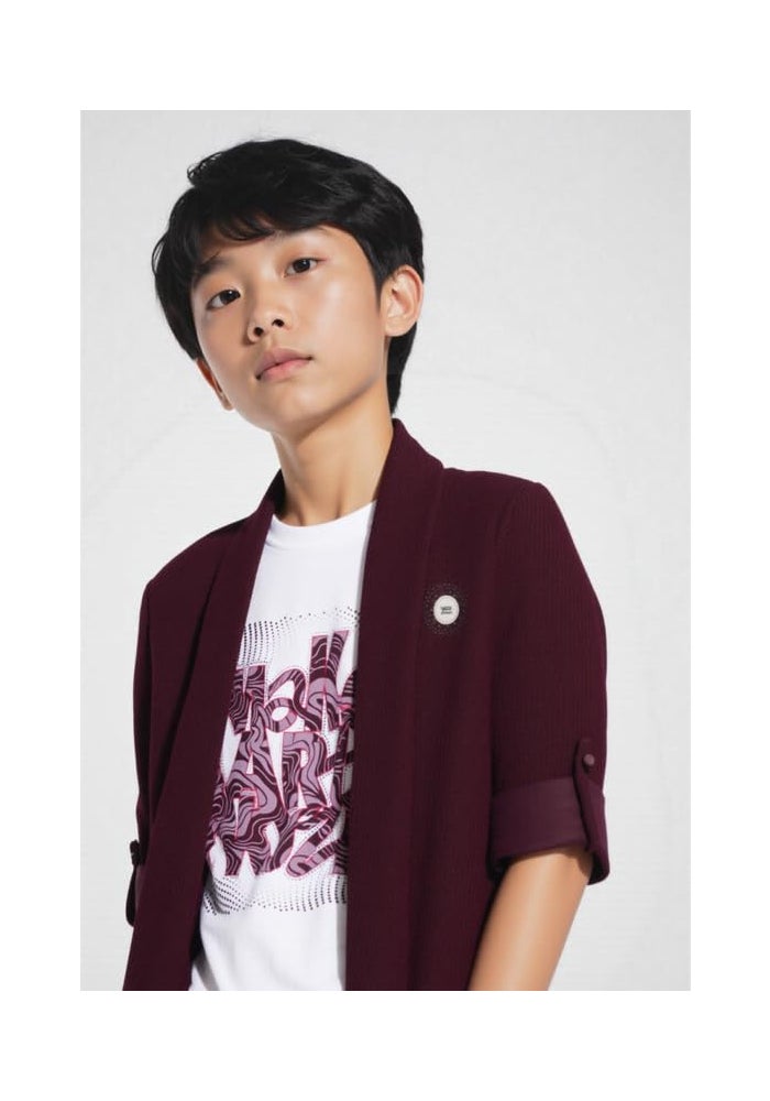 CHARCHIT Boys Cotton Solid Full Sleeve Shrug with T-Shirt - Purple - Image 3