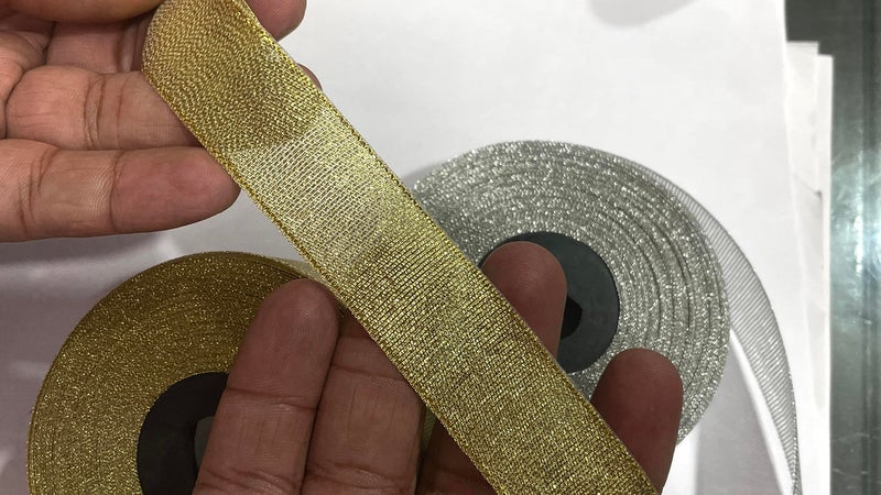 OMX Net Ribbon Decoration, Gift Wrapping, Multi-Purpose Use (Gold and Silver, Total 50 Mtr, Size : 1 Inch) (25 Mtr of Silver & 25 Mtr of Gold) - Image 4