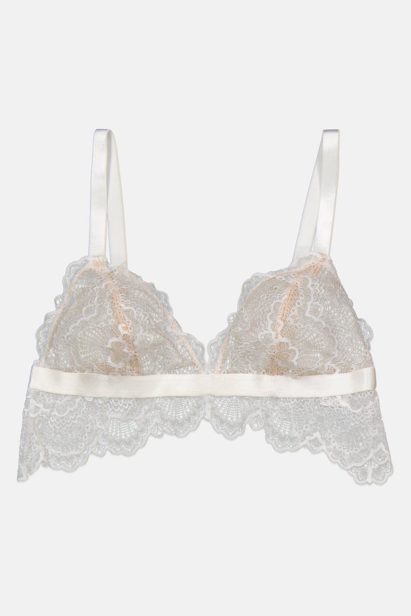 Asos Design Women Non Padded No Wire Rosie Lace Bra, White - Image 1