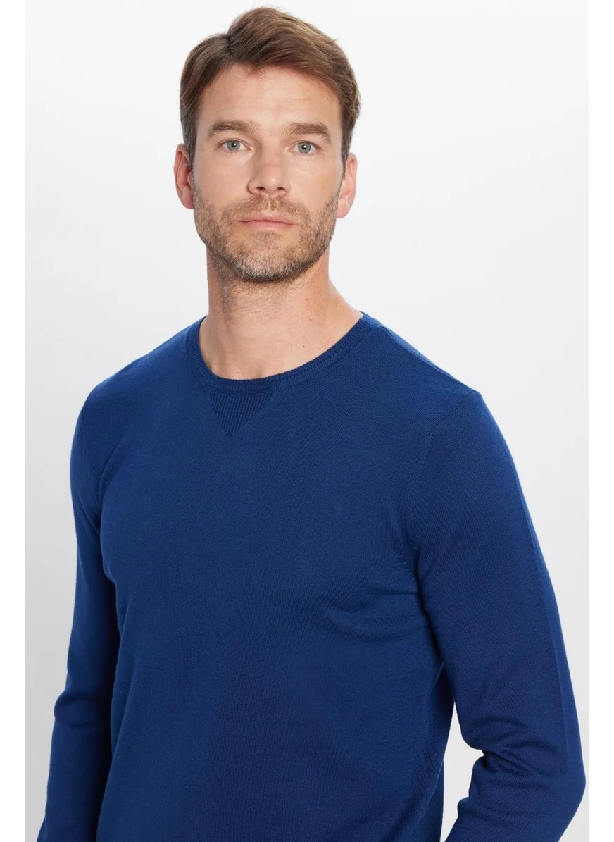 Tudors Men's Slim Fit Slim Fit Crew Neck Navy Blue Knitwear Sweater